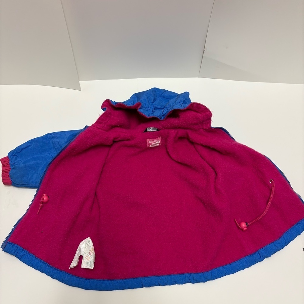 Vintage Oshkosh Girls 2 Blue Fleece Lined Nylon Jacket 90s Antique Retro - Picture 2 of 6